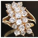 14kt Gold Brilliant 1.60 ct Diamond Waterfall Ring