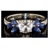 Antique Style 1.85 ct White Topaz & Sapphire Ring