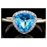 Trillion Cut Blue & White Topaz Designer RIng