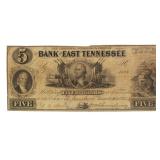 1864 Bank of East Tennessee $5.00 Currency Note