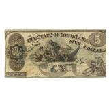 1862 Bank of Louisiana $5.00 Currency Note
