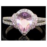 Beautiful Pink & White Topaz Pear Cut Ring