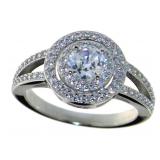 Stunning White Topaz Double Halo Ring