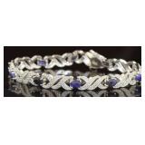 Genuine 5.00 ct Sapphire & Diamond Accent Bracelet