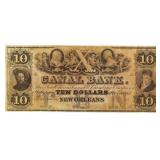 Canal Bank New Orleans Large $10.00 Currency Note