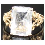 14kt Gold Radiant 6.50 ct White Topaz Ring