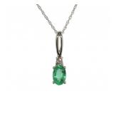 14kt Gold Natural Emerald & Diamond Necklace