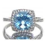 Cushion Cut 4.11 ct Blue Topaz Dinner Ring