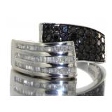 1.00 ct  Black & Baguette White Diamond Ring