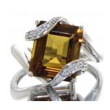 Genuine 4.21 ct Garnet & Diamond Ring