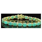 Natural 20.00 ct Oval Emerald Tennis Bracelet