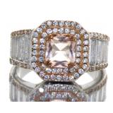 Cushion Cut 2.60 ct Morganite Designer Ring