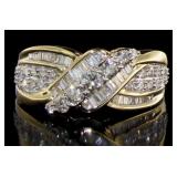 14kt Gold 1.00 ct Round & Baguette Diamond Ring