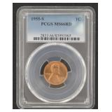 1955-S MS66RD GEM Lincoln Copper Cent