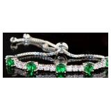 Elegant 5.00 ct Emerald & White Topaz Bracelet