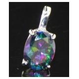 Oval Cut 2.30 ct Mystic Topaz Solitaire Pendant