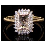 Emerald Cut Morganite & White Topaz Ring