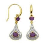 Genuine Amethyst & Diamond Accent Earrings