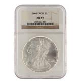 2005 MS69 American Eagle Silver Dollar
