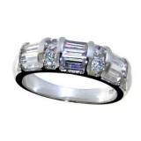 Beautiful 1.12ct Round & Baguette White Topaz Ring