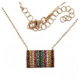 Rose Gold Multi Gem Stone Waterfall Necklace