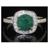 Natural 1.77 ct Emerald & Diamond Accent Ring