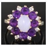 14kt Gold Natural 3.30 ct Amethyst & Diamond Ring