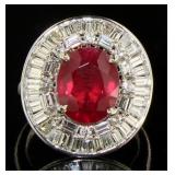 14kt Gold 7.66 ct Oval Ruby & Diamond Ring
