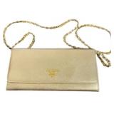 Authentic Prada Saffiano Gold Wallet on Chain