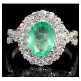 14kt Gold 2.97 ct Oval Emerald & Diamond Ring
