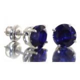 14kt Gold 3.60 ct Round Sapphire Stud Earrings