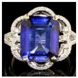 14kt Gold 9.50 ct Sapphire & Diamond Ring