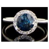 14kt Gold 1.90 ct Round Fancy Blue Diamond Ring