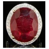 14kt Gold 26.90 ct Oval Ruby & Diamond Ring