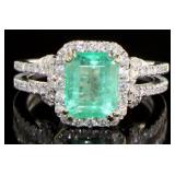 14kt Gold 2.71ct Natural Emerald & Diamond Ring