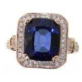 14kt Gold 8.22ct Sapphire & Diamond Ring