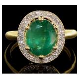 10kt Gold 3.39 ct Oval Emerald & Diamond Ring