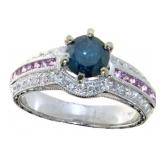 14kt Gold 1.69ct Blue Diamond & Pink Sapphire Ring