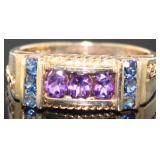 10kt Gold Amethyst & Sapphire Estate Ring