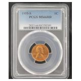1955-S MS66RD GEM  Lincoln Copper Cent