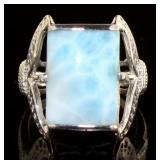 Natural 12.50 ct Larimar Designer Ring
