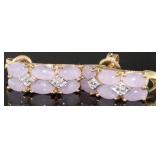 14kt Gold Pink Jade & Diamond Earrings