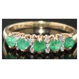 14kt Gold Natural Emerald & Diamond Ring