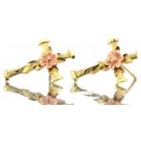 14kt Rose & Yellow Gold Cross Earrings