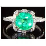 14kt Gold 2.6ct Emerald & Diamond Ring