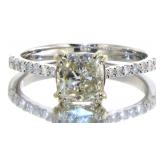 14kt Gold 1.25 ct Cushion Cut Diamond Ring