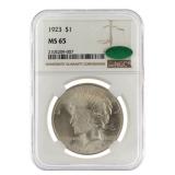 1923-P MS65 GEM Peace Silver Dollar *CAC
