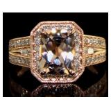 14K Rose Gold 2.25 ct Morganite and Diamond Ring