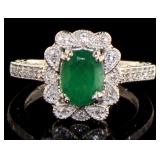 14K White Gold 1.64 ct Emerald and Diamond Ring