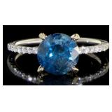 14kt Gold Brilliant 2.44 ct Blue Diamond Ring